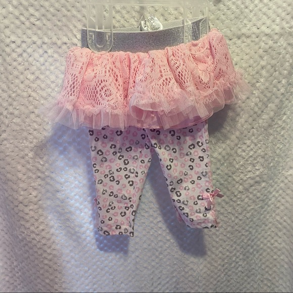 NWT Little Girls Matching Set, Onsie, Leggings, Tutu, Glitter Pink Leopard Spots - Picture 9 of 16